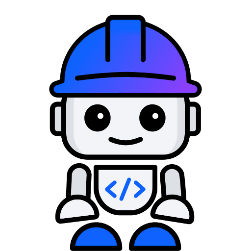 IBM Bob robot mascot wearing a blue-purple hard hat